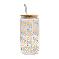 16oz. Fun Foliage Pattern Glass Can Cup