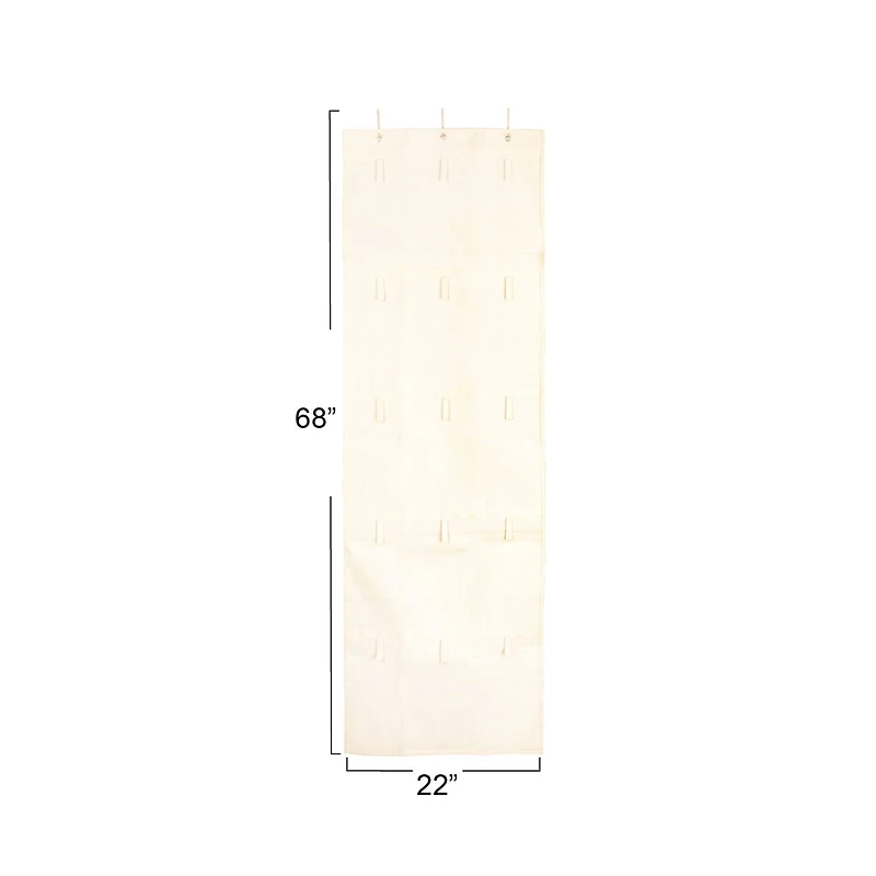 Household Essentials 68" Natural Cotton Over the Door Cap & Hat Organizer
