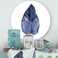 Designart - Blue Leaf Watercolour On White