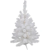 3ft. Pre-Lit White Alaskan Pine Artificial Christmas Tree, Warm White LED Lights