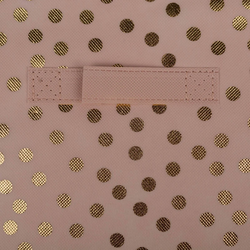 DII® 11" Millennial Pink & Gold Dots Non-Woven Fabric Cubes, 2ct.