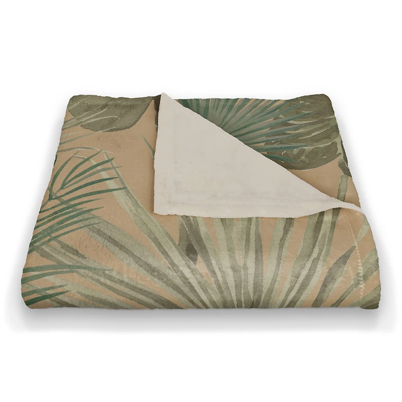 Tropical Palm Coral Fleece Blanket