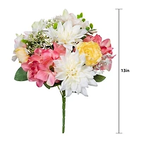 12" Pink & White Dahlia & Hydrangea Deluxe Bush by Ashland®