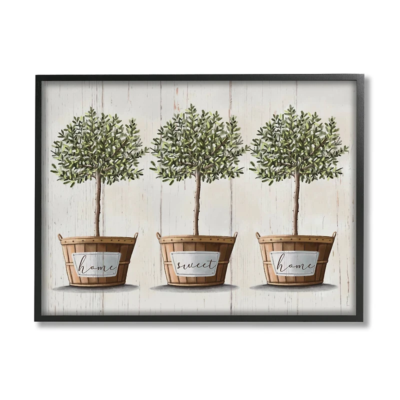 Stupell Industries Young Fruit Trees Charming Baskets Home Sweet Home in Frame Wall Art