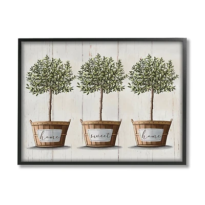 Stupell Industries Young Fruit Trees Charming Baskets Home Sweet Home in Frame Wall Art