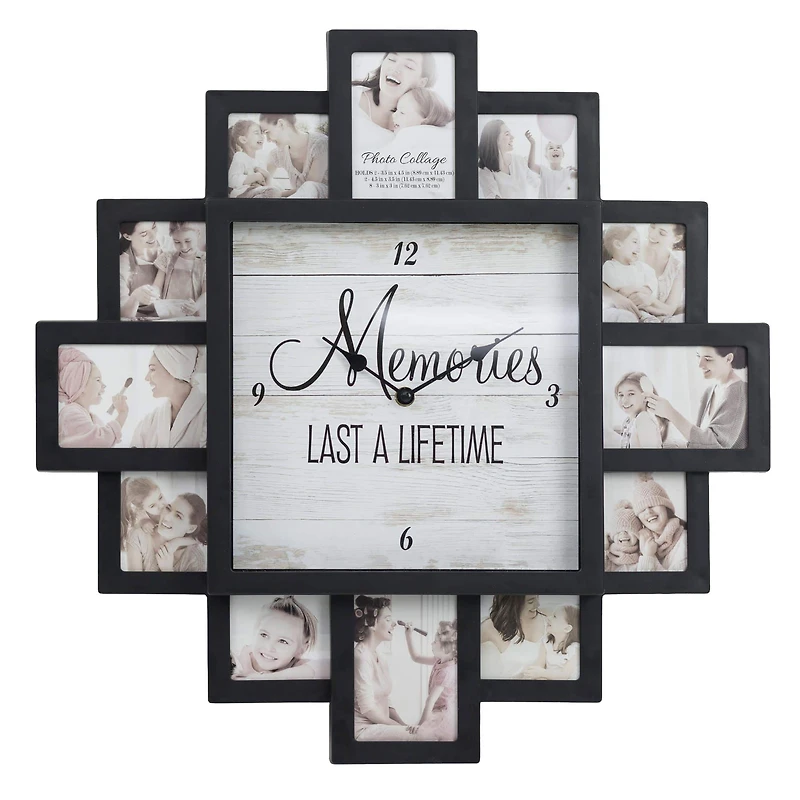 Black  "Lifetime Memories" Picture Frame Wall Collage Clock