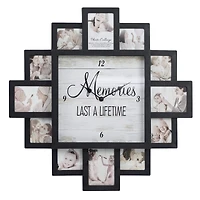 Black  "Lifetime Memories" Picture Frame Wall Collage Clock