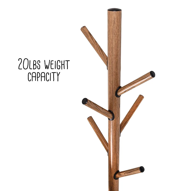 Honey Can Do 70" Brown & Black Freestanding Coat Rack with Tree Design & Accessory Tray