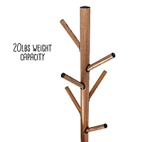 Honey Can Do 70" Brown & Black Freestanding Coat Rack with Tree Design & Accessory Tray