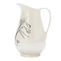 Hello Honey® 2qt. White & Charcoal Flower Design Stoneware Pitcher