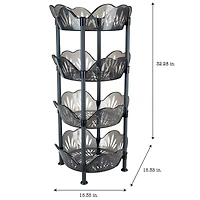 Kitchen Details Smoke Gray 4-Tier Large Basket Shelf