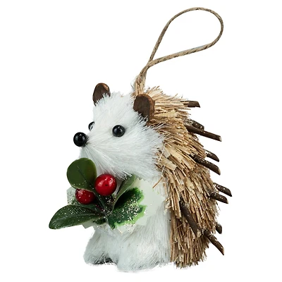 2.75" Natural Hedgehog with Holly Ornament by Ashland®
