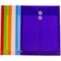 JAM Paper Assorted Plastic Button & String Closure 9.75" x 11.75" Envelopes, 6ct.