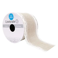 2.5" x 3yd. Faux Linen & Lace Wired Ribbon by Celebrate It™