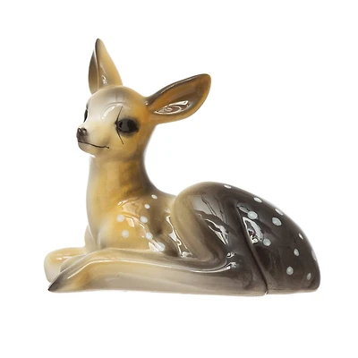 Hello Honey® 6" Brown & White Stoneware Fawn Taper Holder