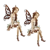 Design Toscano 12.5" Fannie the Fairy Sitting Statue, 2ct.