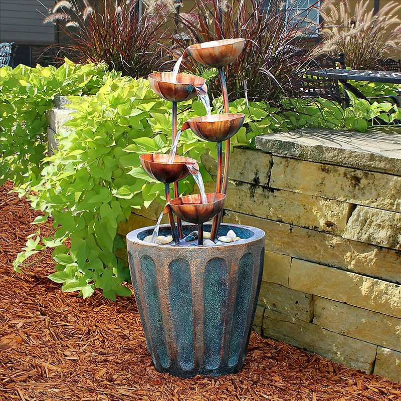 33" Copper Falls Cascading Garden Fountain