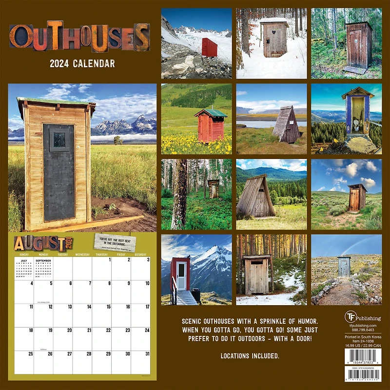 TF Publishing 2024 Outhouses Wall Calendar