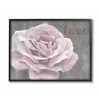 Stupell Industries Love Flower Pink Gray Texture Black Framed Wall Art