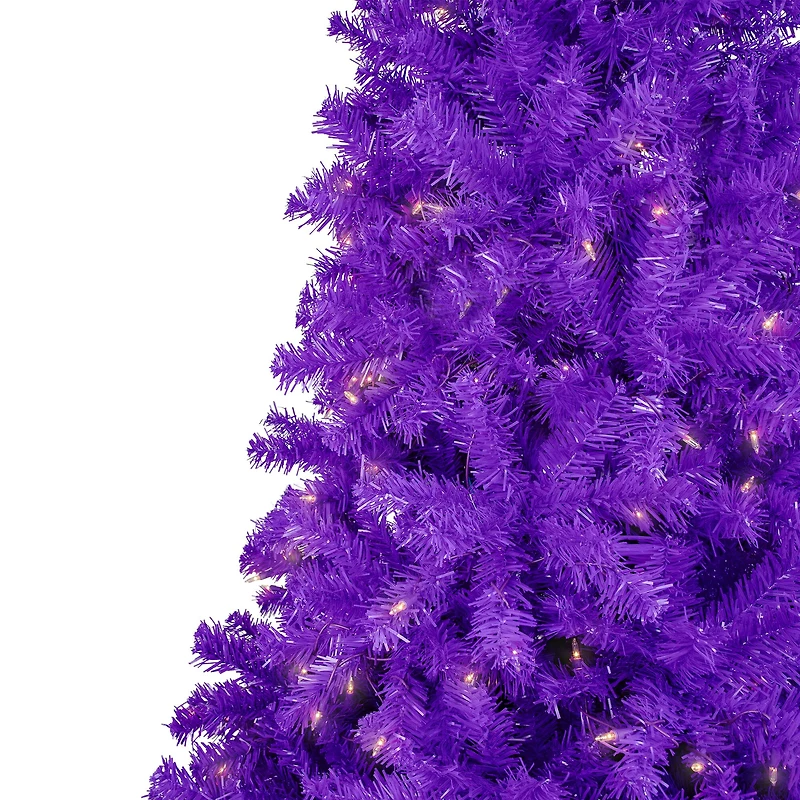 7ft. Pre-Lit Purple Pine Artificial Christmas Tree, Clear Lights