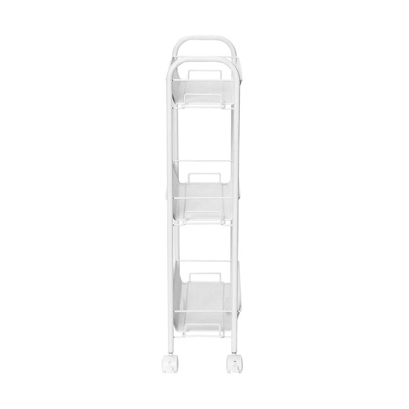 Honey Can Do White 3-Tier Mesh Narrow Rolling Cart