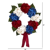 24" Red, White and Blue Hydrangea Wreath