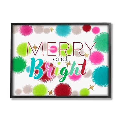 Stupell Industries Merry & Bright Bold Holiday Phrase Framed Giclee Art