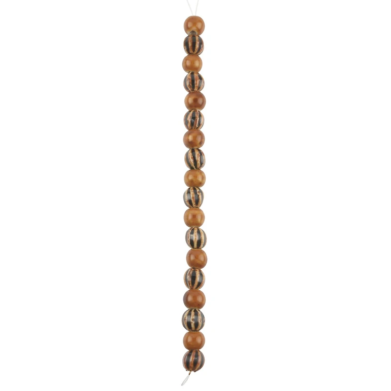 Brown Stripes & Solids Ceramic Round Beads, 10mm by Bead Landing™