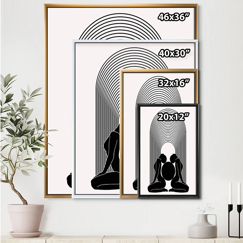 Designart - Empowered Cosmic Women Geometric Goddess Series Black And White I
