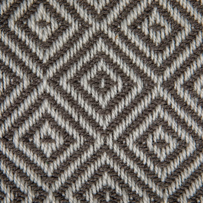 Hello Honey® Charcoal & Cream Geometric Hand-Woven Reclaimed Fabric Throw with Fringe