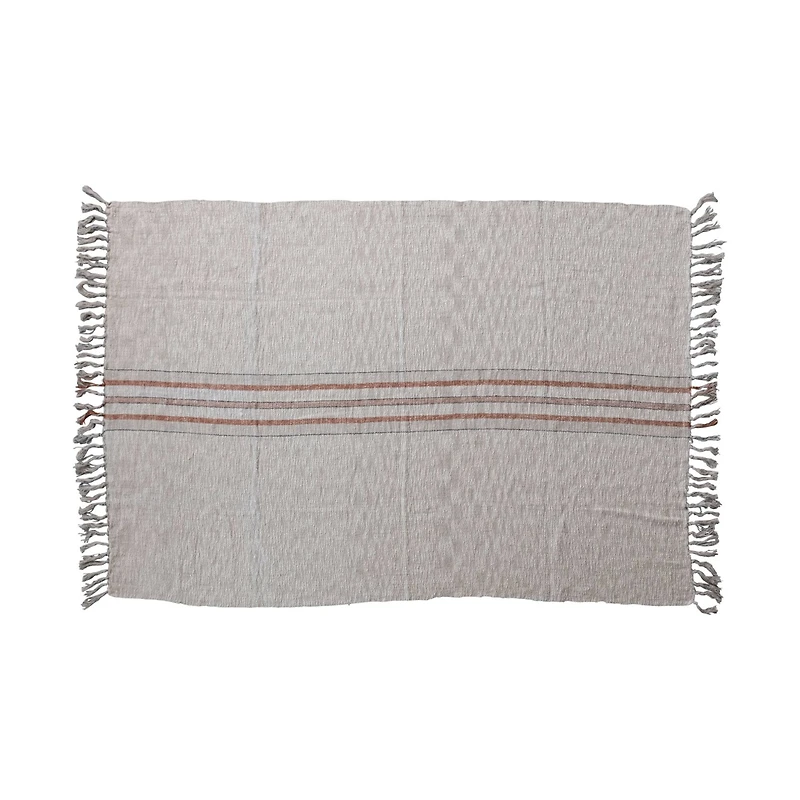 Hello Honey® 60" Striped Woven Cotton & Linen Throw with Fringe