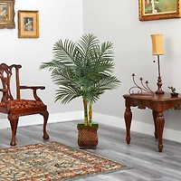 4ft. Golden Cane Palm Tree in Decorative Metal Planter