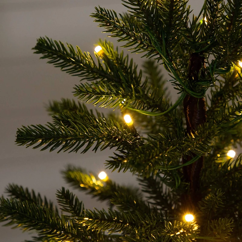 1.5ft. Pre-Lit Artificial Mini Christmas Tree in Basket with 20 Warm White LED Lights