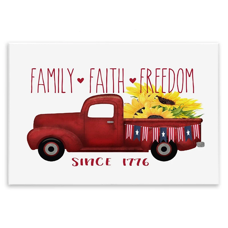 Stupell Industries Family Faith Freedom Americana Floral Country Truck Wall Plaque Art