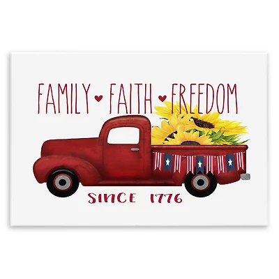 Stupell Industries Family Faith Freedom Americana Floral Country Truck Wall Plaque Art