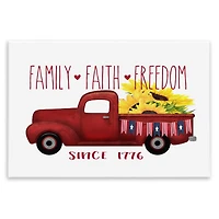 Stupell Industries Family Faith Freedom Americana Floral Country Truck Wall Plaque Art