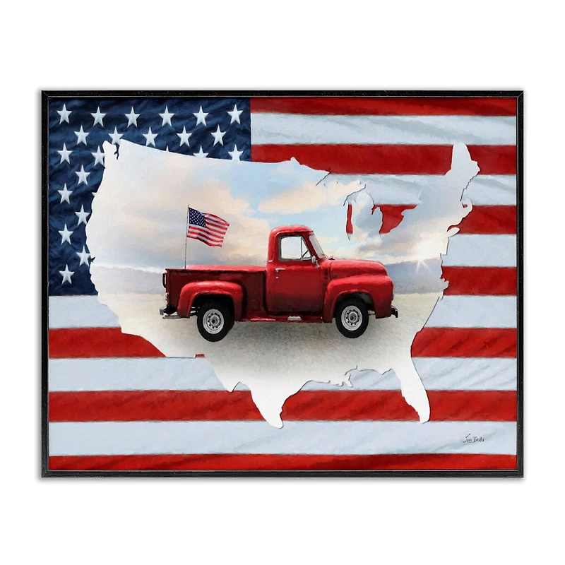 Stupell Industries Farmhouse American Flag Framed Giclee Art