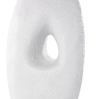 15" White Ceramic Abstract Textured Vase with Cutout Center