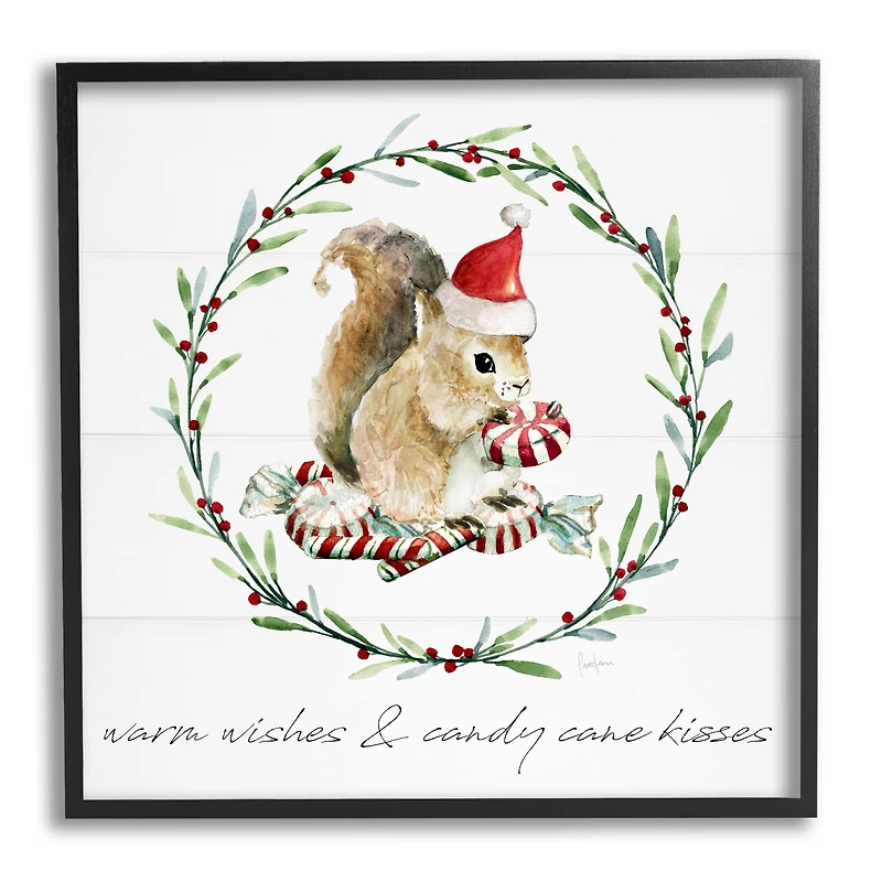 Stupell Industries Warm Wishes & Candy Kisses Phrase Framed Giclee Art