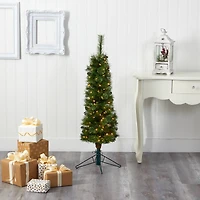 4ft. Pre-Lit Green Artificial Christmas Tree, Clear LED Lights