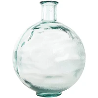 17" Clear Ribbed Round Glass Spanish Vase