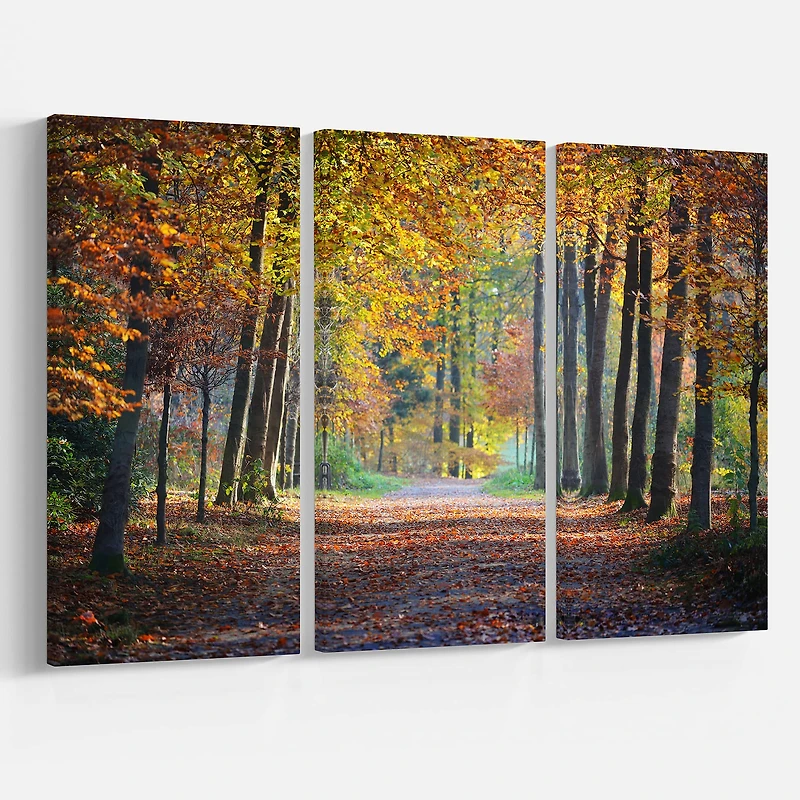 Designart - Wide Pathway in Yellow Fall Forest