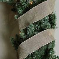 2.5" x 10yd. Wired Faded Burlap Christmas Ribbon
