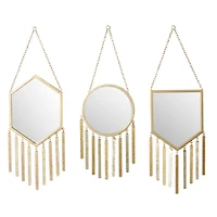 Set of 3 Gold Metal Farmhouse Wall Mirror, 9" x 27"