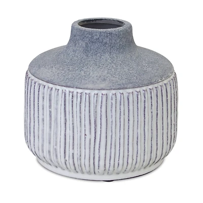 6" Gray Modern Terra Cotta Vase with Glazed Accent