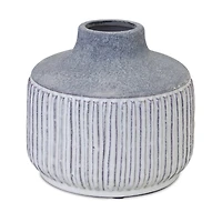 6" Gray Modern Terra Cotta Vase with Glazed Accent