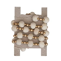 Hello Honey® 6ft. Cream & Gold Handmade Wool Felt Ball & Plastic Bead Garland