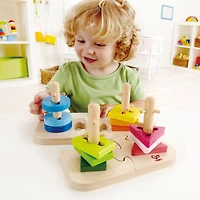 Hape Wooden Toddler Stacking Shape Peg Puzzle