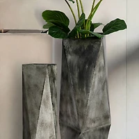 Glitzhome® Geometric Antique Silver Metal Floor Vases Set