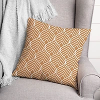 Orange Geo Leaf Pattern Indoor/Outdoor Pillow